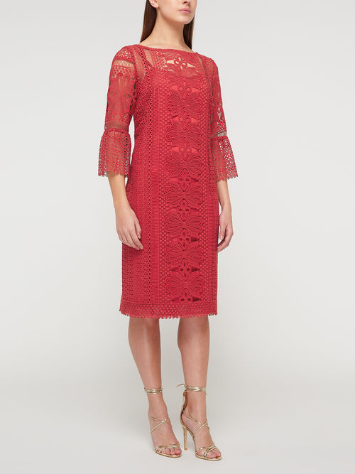 Classic Jacques Vert Dark Red LACE TUNIC DRESS 10046530