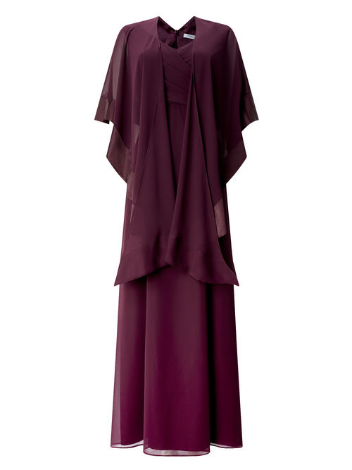 Jacques Vert Sleeveless Dark Purple CHIFFON MAXI SHAWL DRESS