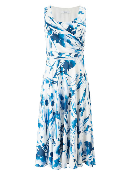 Jacques Vert Sleeveless Multi Blue SOFT PRINT DRESS