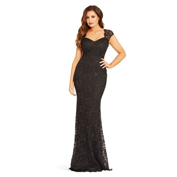Jessica Wright for Sistaglam Dresses - Black 'Analisa' sequin lace maxi dress