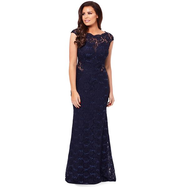 Jessica Wright for Sistaglam Dresses - Navy 'Eliora' sequin lace maxi dress