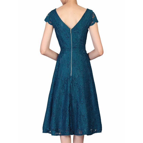 Hot Sale Jolie Moi Blue cap sleeves fit & flare lace dress 60514_FFN0046916 Outlet