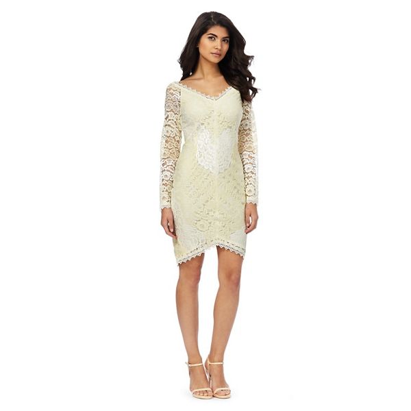 Laced In Love Dresses - Light yellow lace dress