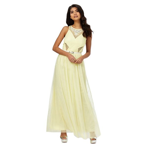 Laced In Love Dresses - Light yellow mesh dress