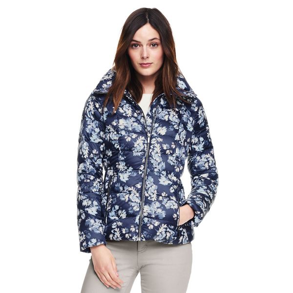 Lands' End Coats & Jackets - Blue lightweight patterned down jacket