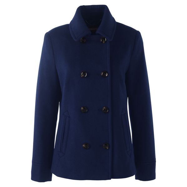 Lands' End Coats & Jackets - Blue plus super soft wool blend pea coat