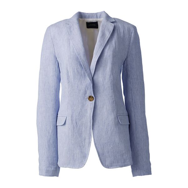 Lands' End Coats & Jackets - Blue stripe linen jacket