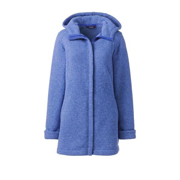 Lands' End Coats & Jackets - Blue sweater fleece hooded parka