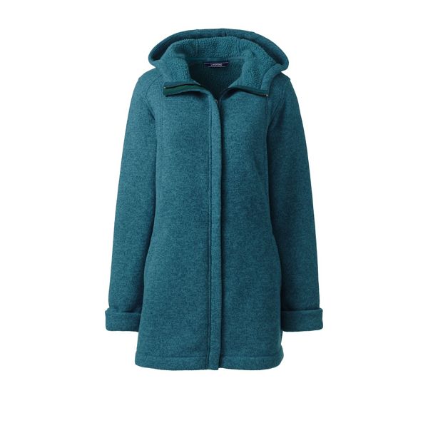 Lands' End Coats & Jackets - Green sweater fleece hooded parka