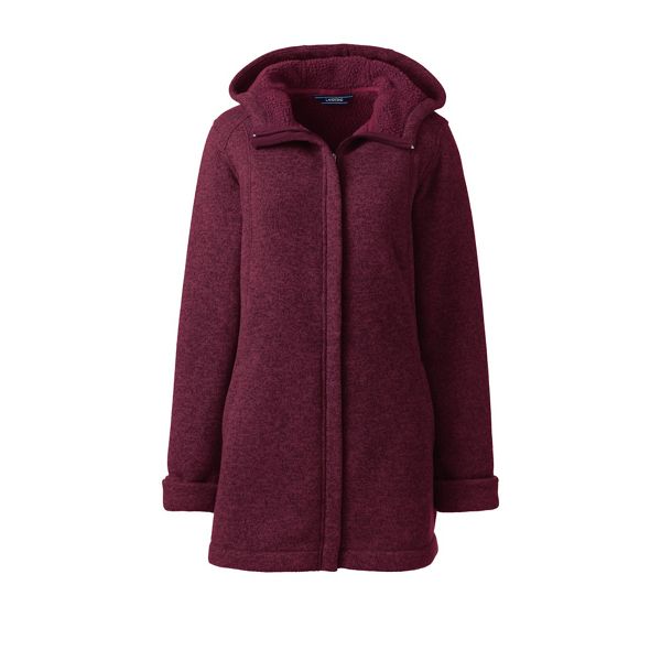 Lands' End Coats & Jackets - Red sweater fleece hooded parka