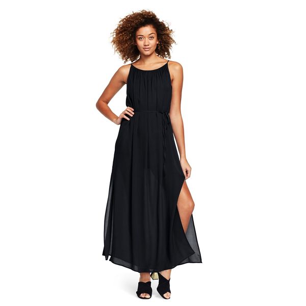 Lands' End Dresses - Black silk georgette maxi dress