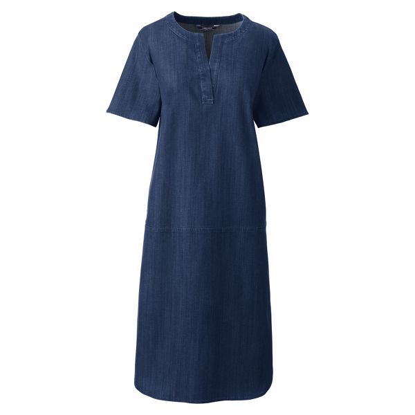 Lands' End Dresses - Blue lyocell chambray tunic dress