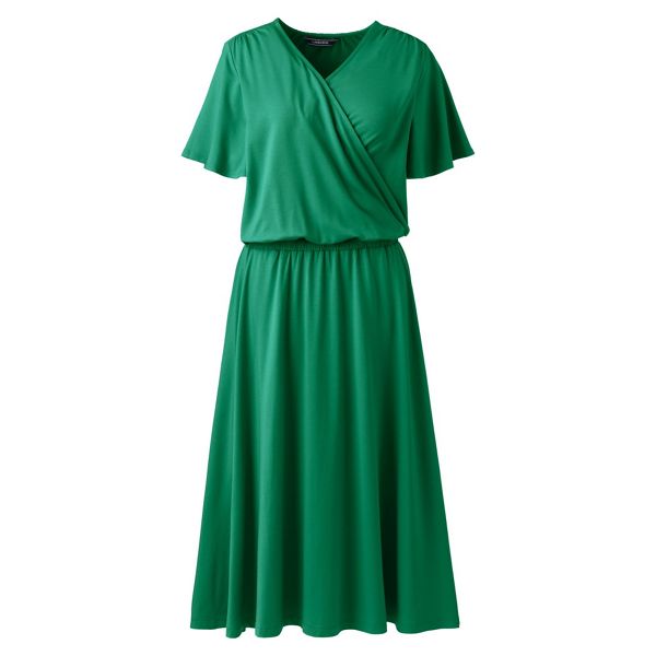 Lands' End Dresses - Green flutter sleeves dress