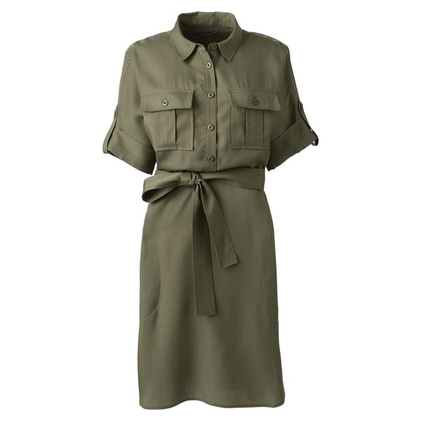 Lands' End Dresses - Green plus utility shirt dress