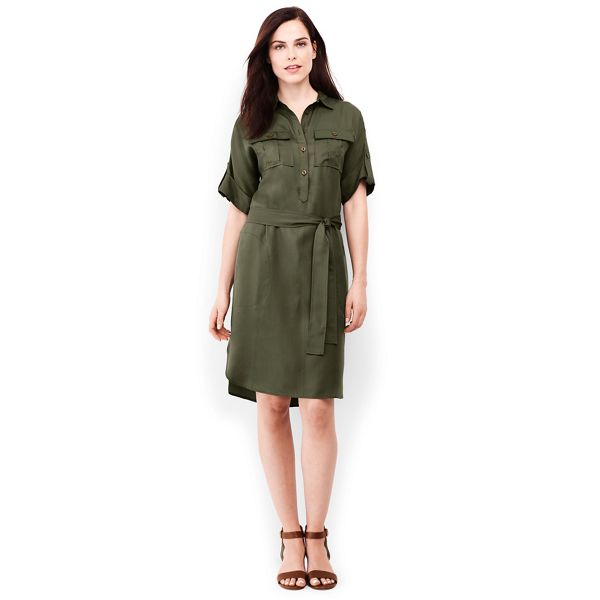 Lands' End Dresses - Green utility shirt dress