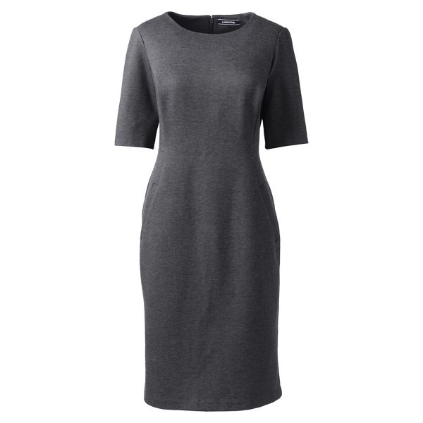 Lands' End Dresses - Grey elbow sleeves ponte sheath dress