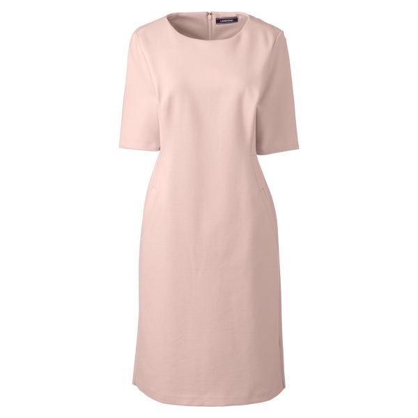 Lands' End Dresses - Pink elbow sleeves ponte sheath dress