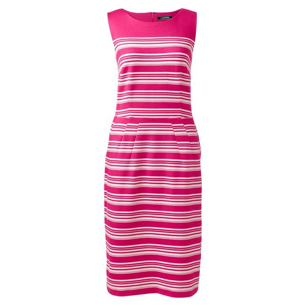 Lands' End Dresses - Pink petite engineered stripe ponte jersey dress