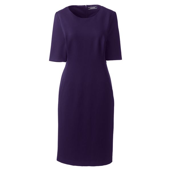 Lands' End Dresses - Purple elbow sleeves ponte sheath dress