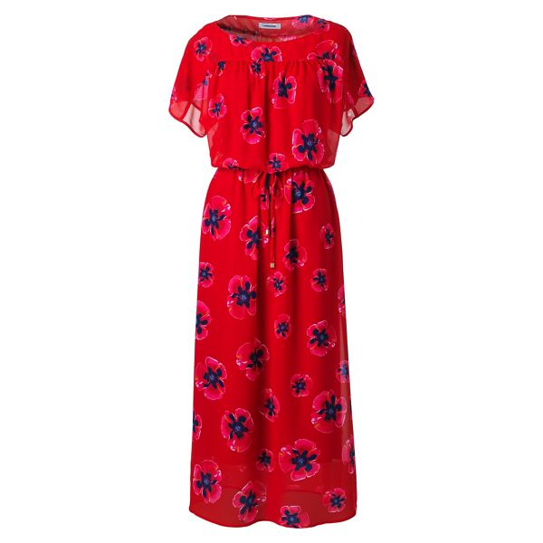 Lands' End Dresses - Red petite dolman sleeves print summer dress