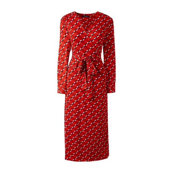 Lands' End Dresses - Red wrap and tie jersey dress