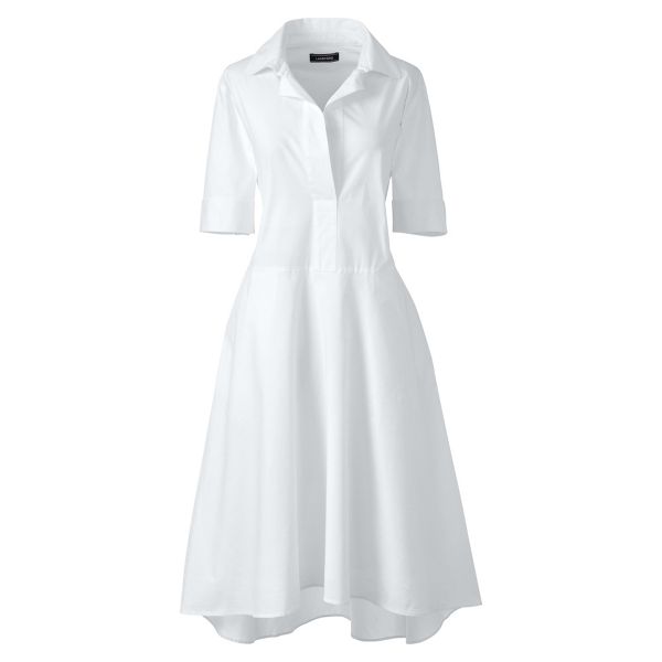 Lands' End Dresses - White poplin popover shirtdress