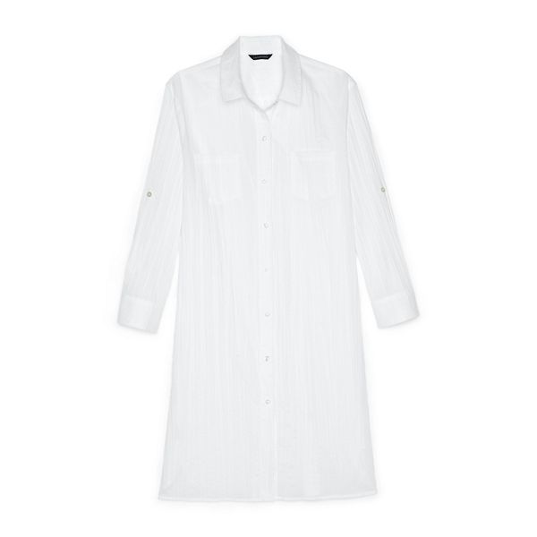 Lands' End Dresses - White regular boyfriend shirt dress beach cover-up