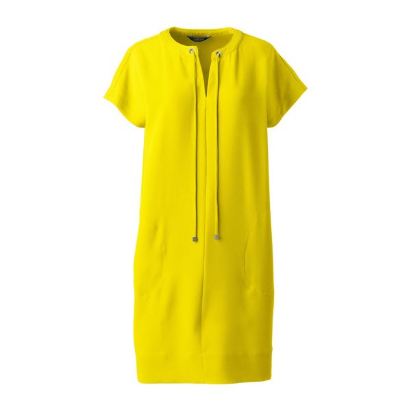 Lands' End Dresses - Yellow satin back crepe shift dress