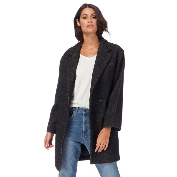 's Coats & Jackets - Black wool blend herringbone coat