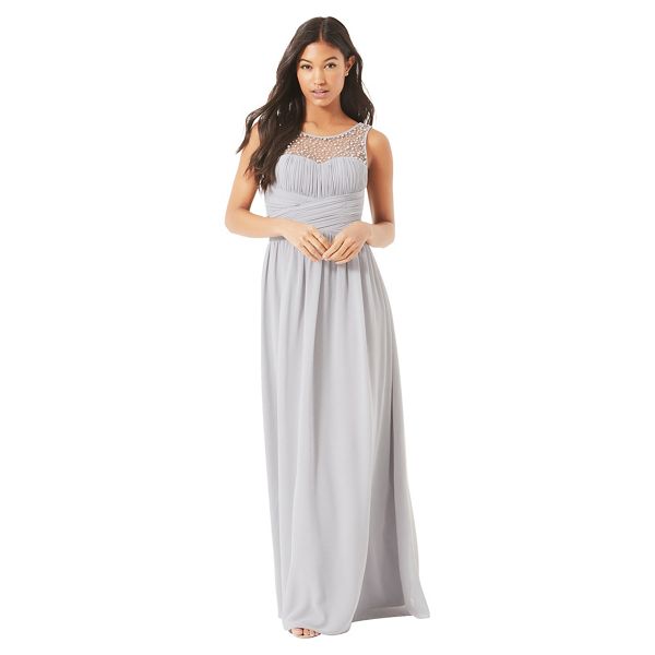 Little Mistress Dresses - Grey embellished maxi dress