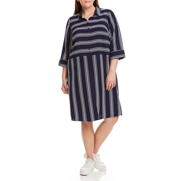 Live Unlimited Dresses - Mixed stripe shirt dress