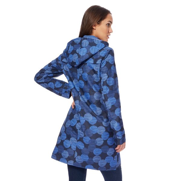 Exquisite Maine New England Navy spot print fleece lined shower resistant parka coat 200101508