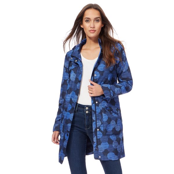 Maine New England Coats & Jackets - Navy spot print fleece lined shower resistant parka coat