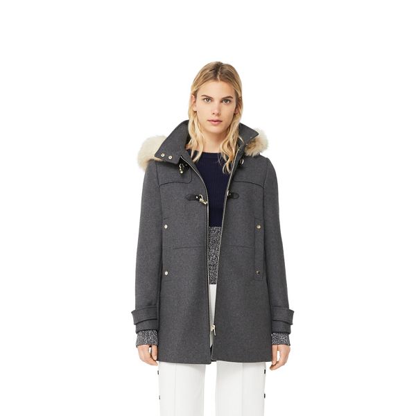 Mango Coats & Jackets - Grey 'Woolperk' hooded coat