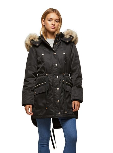 Miss Selfridge Coats & Jackets - Black fur trim luxe parka