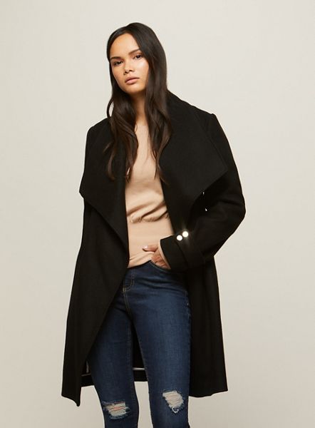 Miss Selfridge Coats & Jackets - D ring belted black wrap coat