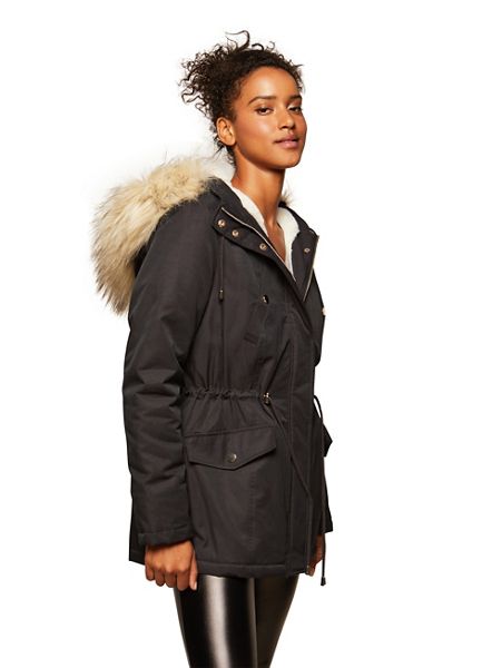 Miss Selfridge Coats & Jackets - Fur trim parka coat navy