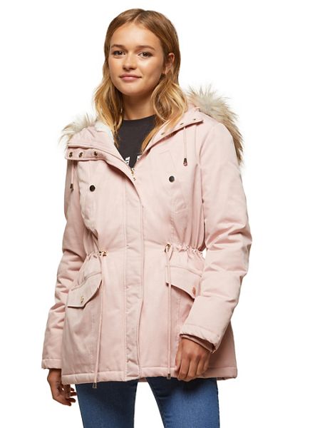 Miss Selfridge Coats & Jackets - Pink fur trim luxe parka