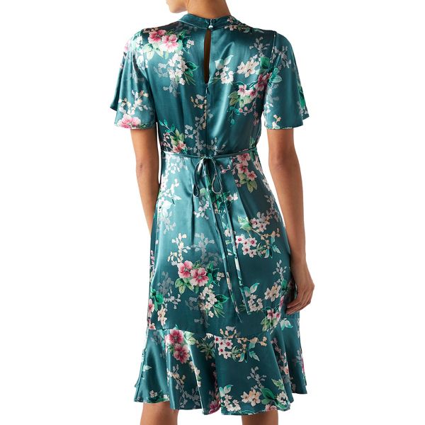 Classic Monsoon Blue floral print 'Alicia' high neck knee length tea dress 63430_34255902