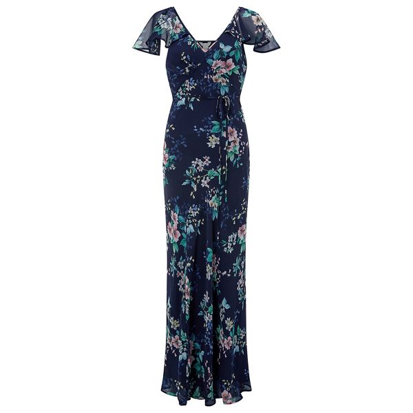 Designer Monsoon Blue floral print 'Alicia' V-neck maxi dress 63430_34278761 For Sale