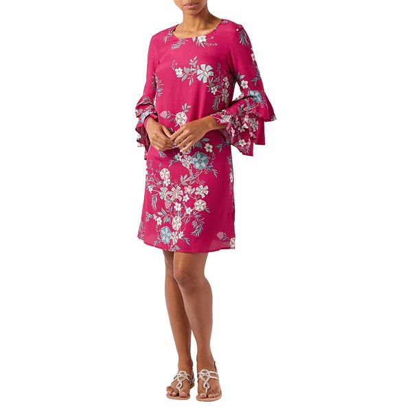 Dresses - Pink floral print 'Sabina' knee length tunic dress