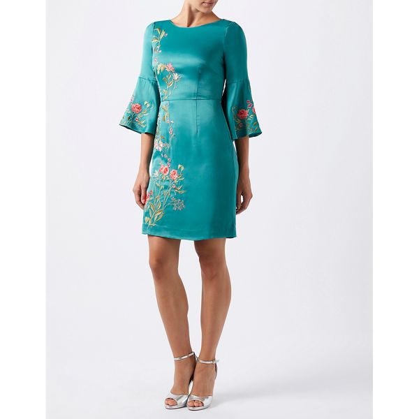Dresses - Turquoise aki embroidered short dress