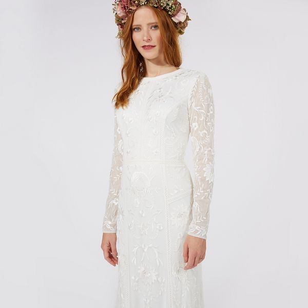 Designer Nine by Savannah Miller Ivory 'Eligenza' long sleeve wedding dress 80208002 On Sale