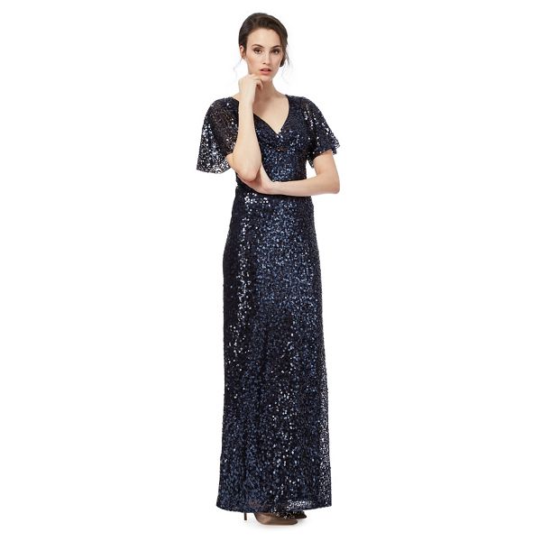 No. 1 Jenny Packham Dresses - Blue embellished 'Carys' v-neck evening dress