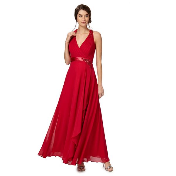 No. 1 Jenny Packham Dresses - Dark pink 'Lily' waterfall evening dress