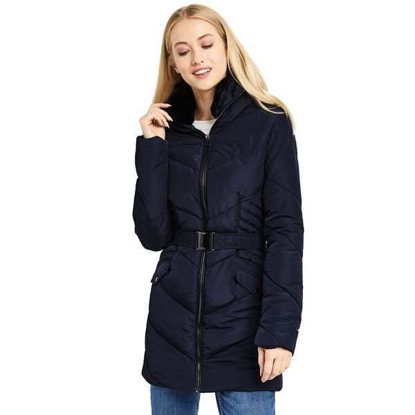 Oasis Coats & Jackets - Navy 'Cairnwell' long padded jacket