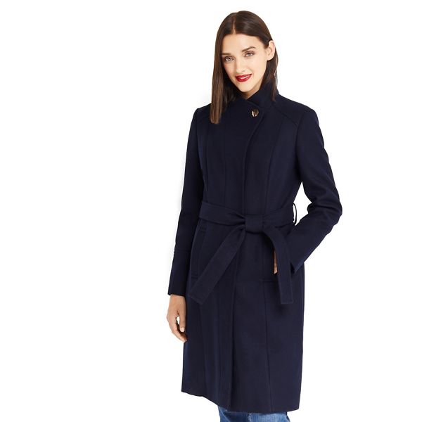 Oasis Coats & Jackets - Navy 'Leahana' long funnel neck coat