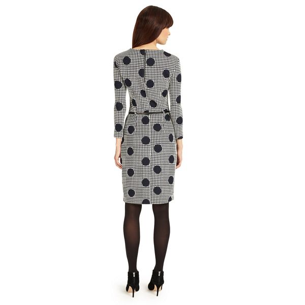 Classic Phase Eight Navy and Ivory spot jacquard dress 54510_204342287