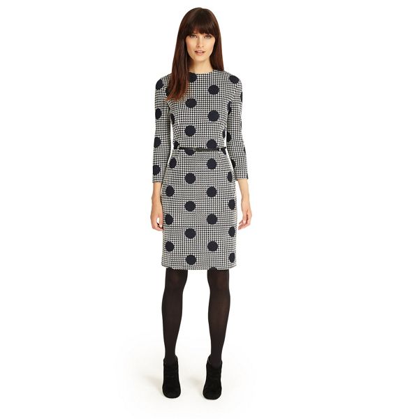Phase Eight Dresses - Navy and Ivory spot jacquard dress