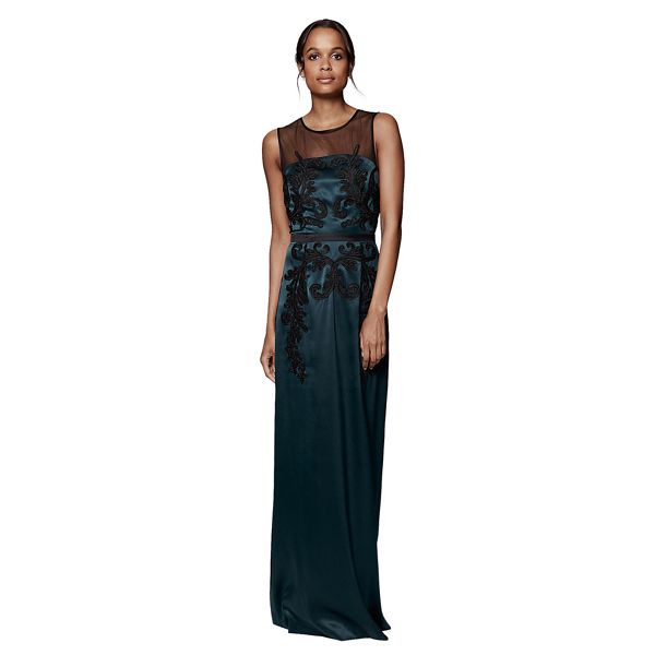 Phase Eight Dresses - Pine and Black gallia embellished full length dress